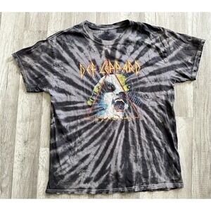 Def Leppard concert Hysteria tye‎ dye Gray t-shirt Size Large